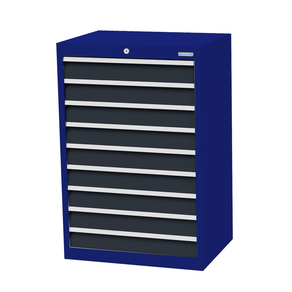Produktabbildung: Bedrunka+Hirth Schubladenschrank Profi, Schubladen 9x100 mm, HxBxT 1.019 x 680 x 500 mm, enzianblau/anthrazitgrau