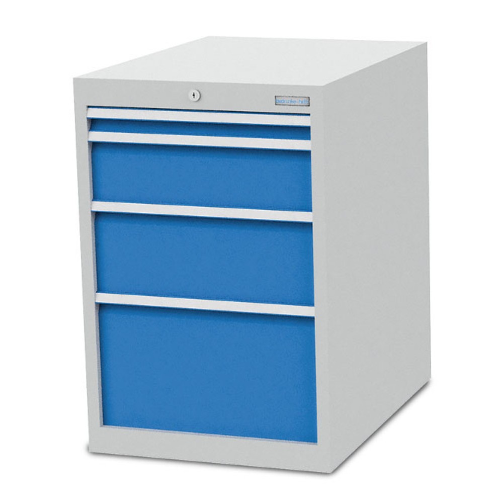 Produktabbildung: Bedrunka+Hirth Schubladenschrank R 18-24, HxBxT 819 x 555 x 736 mm, lichtgrau, lichtblau, 4 Schubladen 1x50 + 1x150 + 1x200 + 1x300 mm