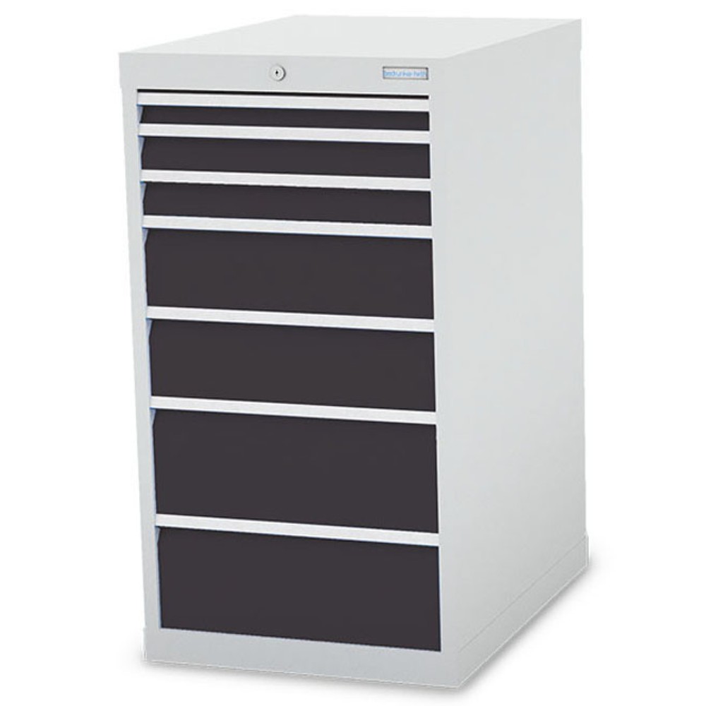 Produktabbildung: Bedrunka+Hirth Schubladenschrank R 18-24, HxBxT 1.019 x 555 x 736 mm, lichtgrau, anthrazitgrau, 7 Schubladen 1x50 + 2x75 + 2x150 + 2x200 mm