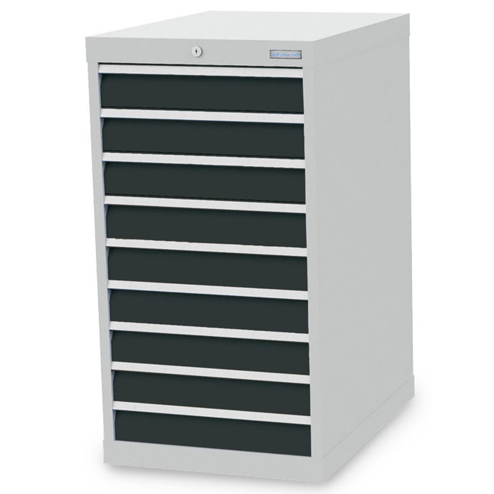 Produktabbildung: Bedrunka+Hirth Schubladenschrank R 18-24, HxBxT 1.019 x 555 x 736 mm, lichtgrau, anthrazitgrau, 9 Schubladen 9x100 mm
