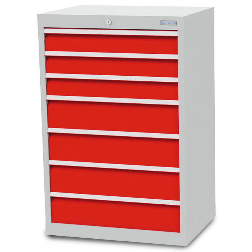 Produktabbildung: Bedrunka+Hirth Schubladenschrank R 24-16, HxBxT 1.019 x 680 x 500 mm, lichtgrau, lichtblau, 7 Schubladen
