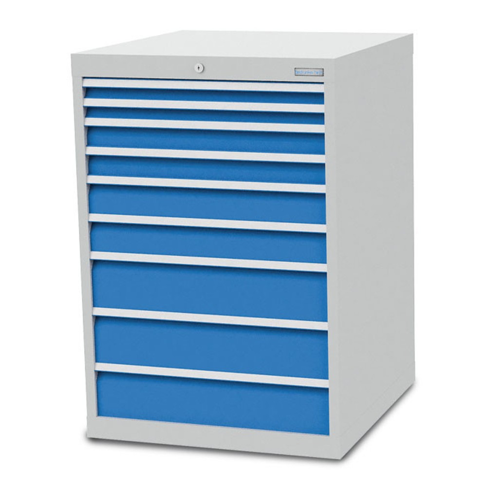 Produktabbildung Nr. 1: Bedrunka+Hirth Schubladenschrank R 24-24, HxBxT 1.019 x 705 x 736 mm, lichtgrau, lichtblau, 9 Schubladen 2x50 + 2x75 + 2x100 + 3x150 mm