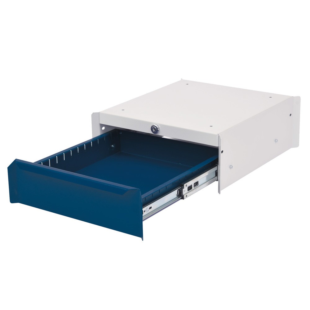 Produktabbildung: Bedrunka+Hirth Unterbauschrank mit 1 Schublade für Arbeitsplatzsystem Tisch, HxBxT 140 x 370 x 400 mm, enzianblau