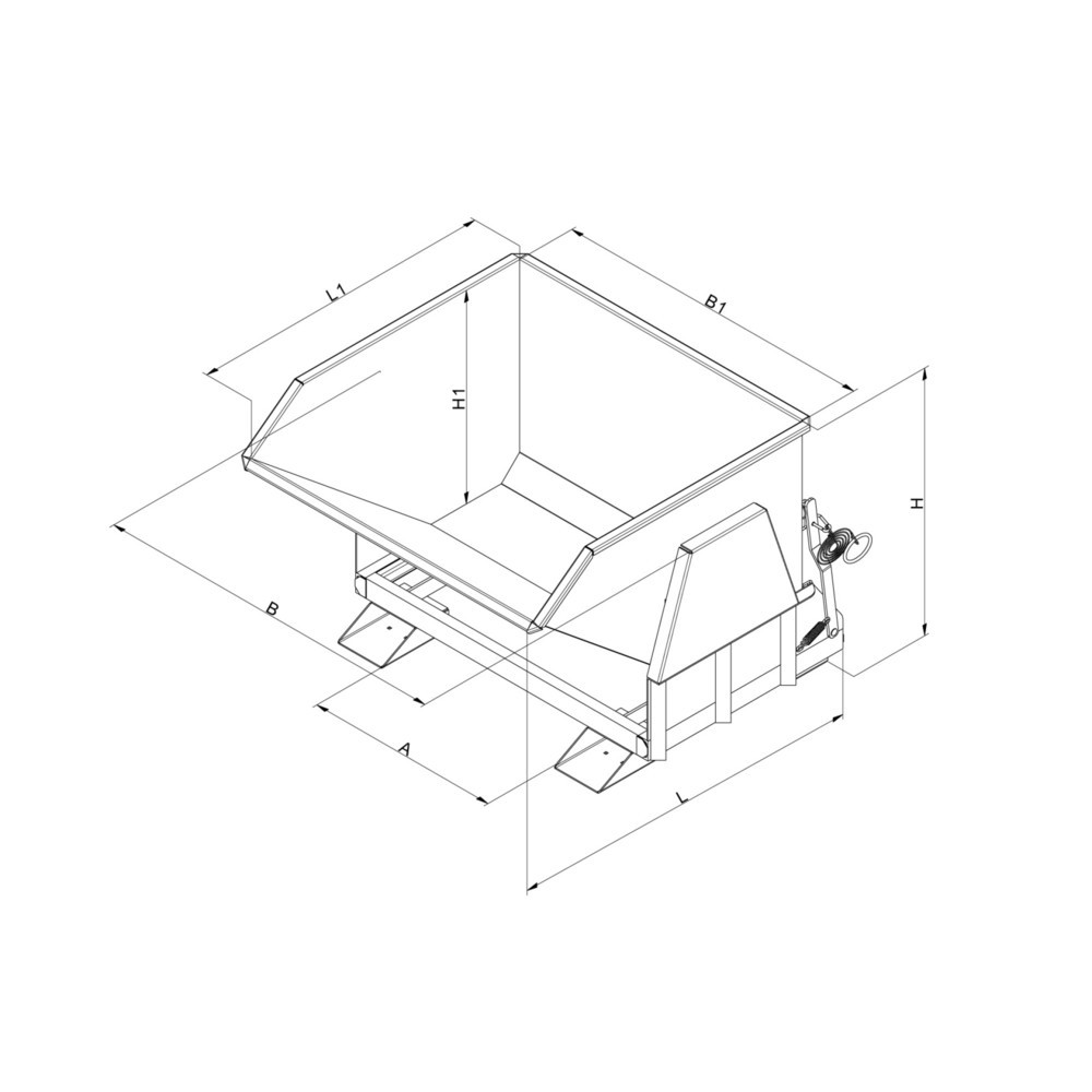 Produktabbildung Nr. 3: Benne basculante Eichinger® avec patins protégés, 1 000 kg, 400 litres, orangé pur