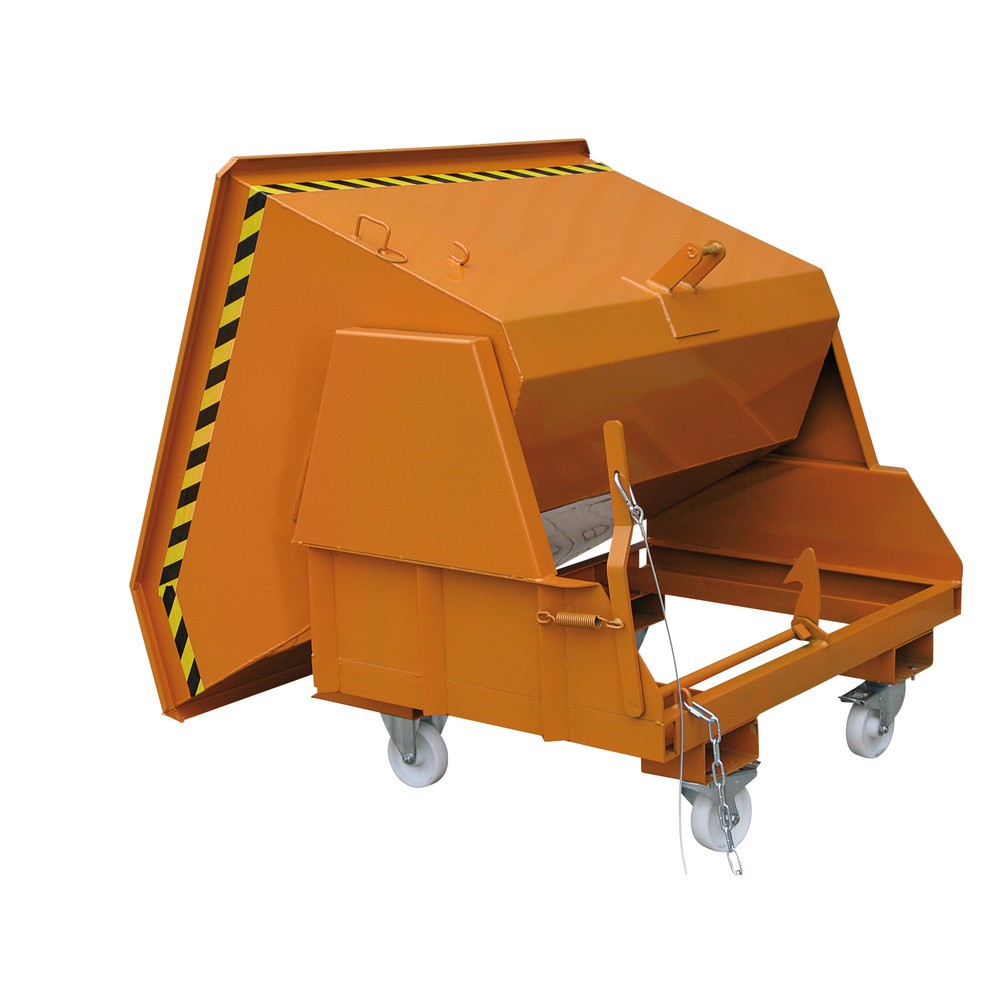 Produktabbildung Nr. 5: Benne basculante Eichinger® avec patins protégés, 1 000 kg, 400 litres, orangé pur