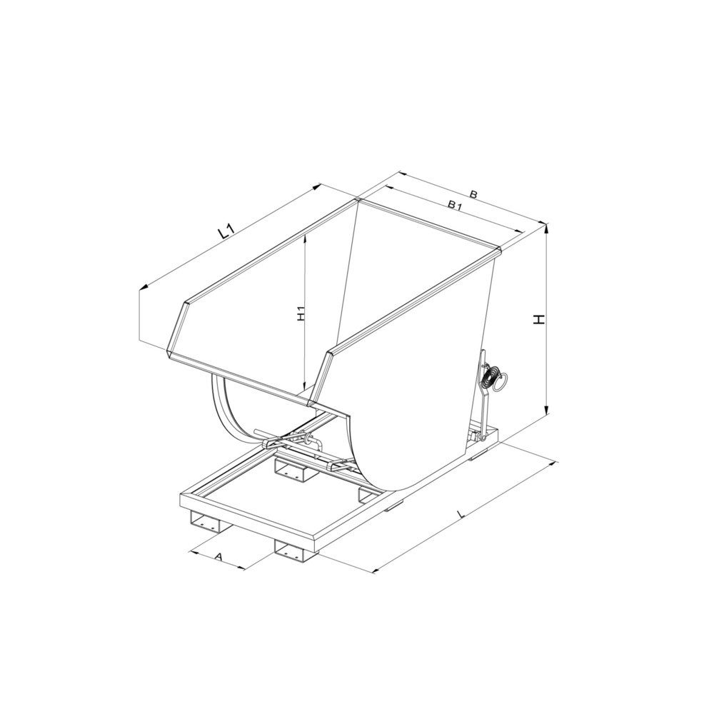 Produktabbildung Nr. 2: Couvercle pour benne basculante Eichinger® à hauteur de construction élevée, volume 0,75 m³