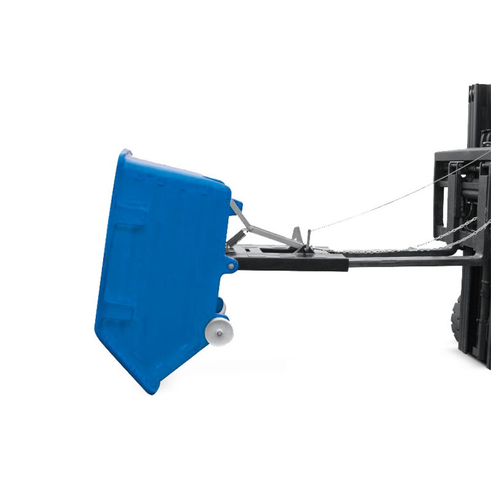 Illustration du produit: Benne basculante en PE avec roulettes, mécanisme de basculement, entrées de fourche, volume 0,75 m³