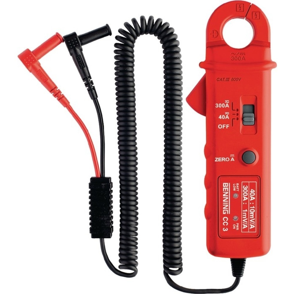 Produktabbildung: BENNING AC/DC-Stromzangenadapter CC 3, Wechselstrom / Gleichstrom, 0,2 - 300 A, Zangenöffnung max. 25 mm