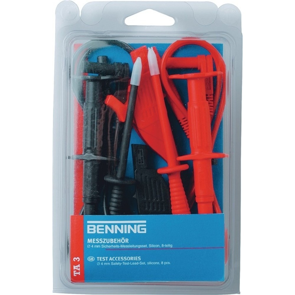 Produktabbildung Nr. 1: BENNING Messleitungssatz TA 3 044126 8-tlg.Messspitzen-Ø 4mm L.1000mm