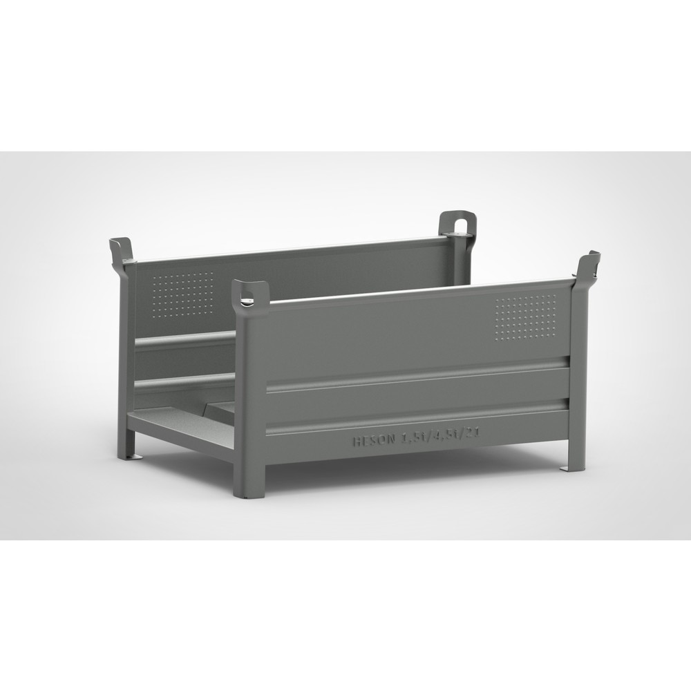 Illustration du produit: Berceau empilable HESON® pour charges longues, 2 côtés ouverts, peint, l x P 1 200 x 800 mm, gris souris