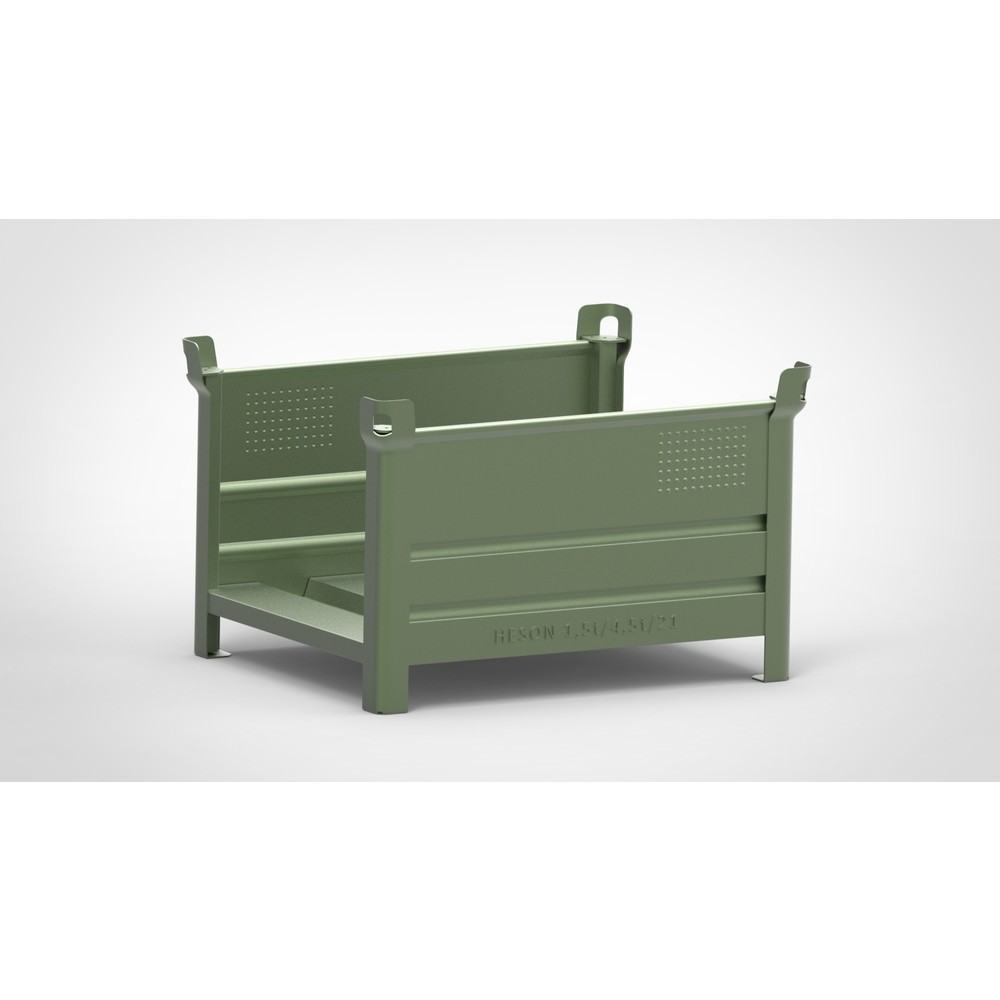 Illustration du produit: Berceau empilable HESON® pour charges longues, 2 côtés ouverts, peint, l x P 1 000 x 800 mm, vert réséda