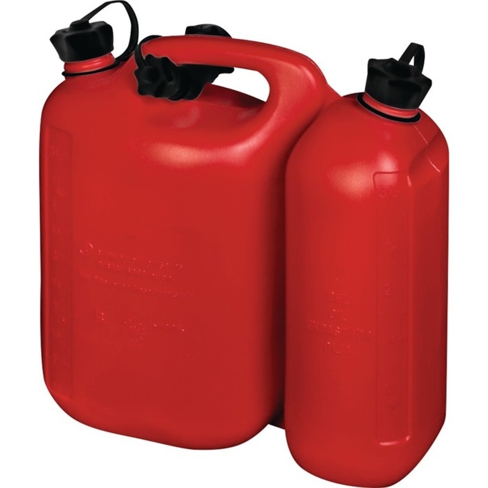 Illustration du produit: Bidon double pour carburant contenu 5,5 + 3 l rouge HDPE L316xl145xH312 mm HÜNER
