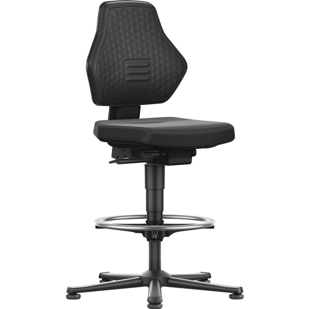 Produktabbildung: bimos  Arbeitsdrehstuhl Air Flow, Supertec-Gewebe schwarz, Bodengleiter + Fussring, 570-850 mm