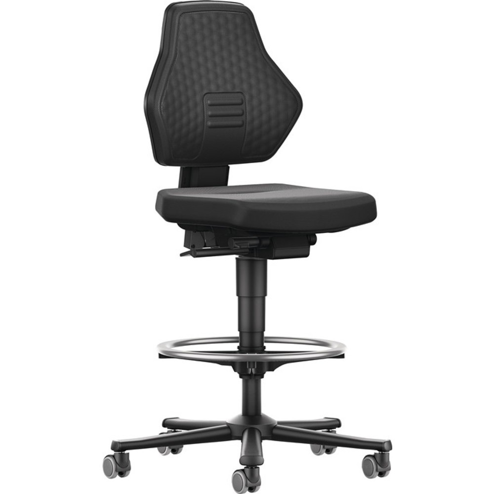 Produktabbildung: bimos  Arbeitsdrehstuhl Air Flow, Supertec-Gewebe schwarz, Rollen + Fussring, 610-890 mm