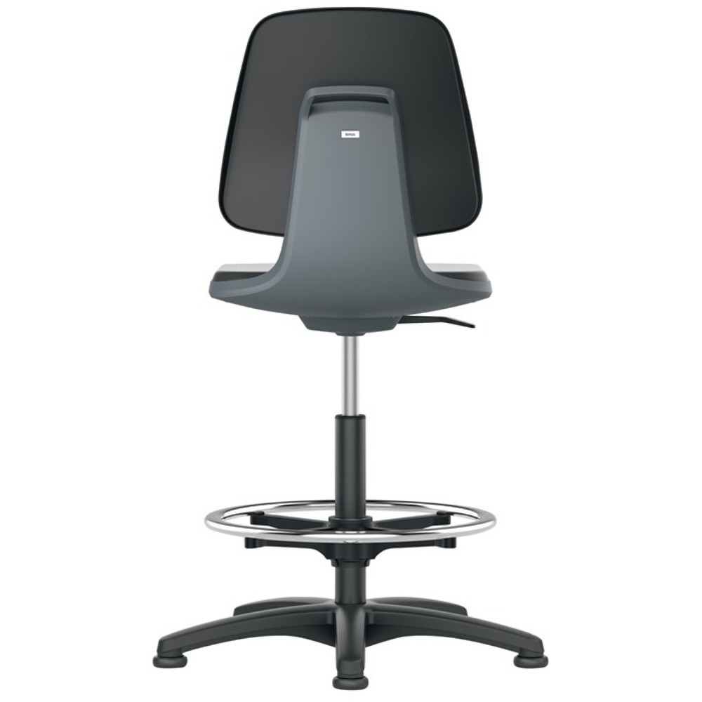 Produktabbildung: bimos  Arbeitsdrehstuhl Labsit, Sitzschale anthrazit Integralschaum, Bodengleiter + Fussring, schwarz 520-770 mm