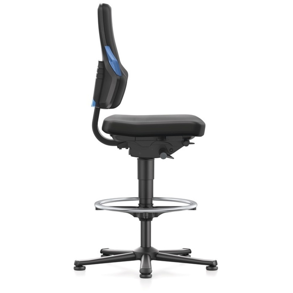 Produktabbildung Nr. 2: bimos Arbeitsdrehstuhl Nexxit, Integralschaum schwarz, Bodengleiter + Fussring, Grifffarbe blau 570-820 mm