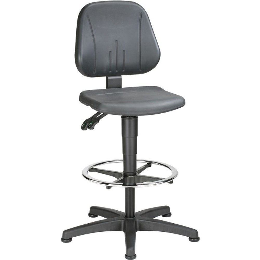 Produktabbildung: bimos Arbeitsdrehstuhl Unitec, Integralschaum schwarz, Bodengleiter + Fussring, 580-850 mm