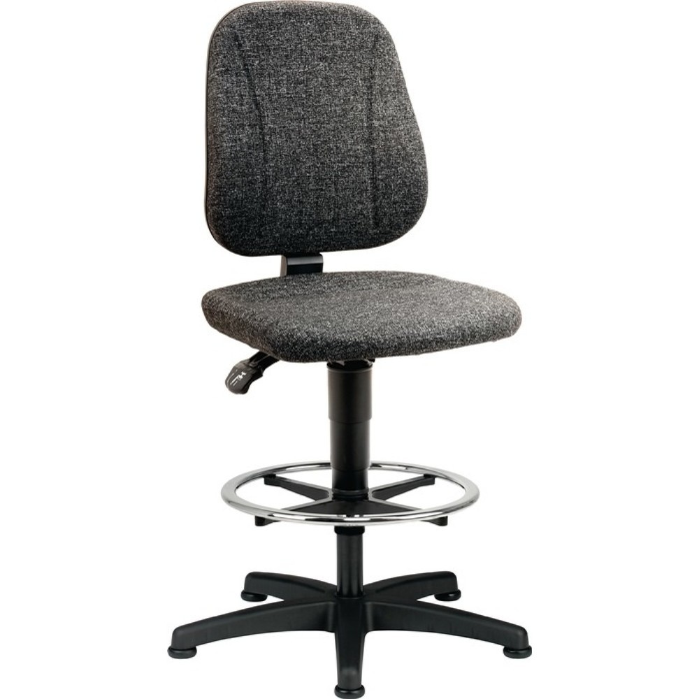 Produktabbildung: bimos Arbeitsdrehstuhl Unitec, Stoffpolster grau, Bodengleiter + Fussring, 580-850 mm