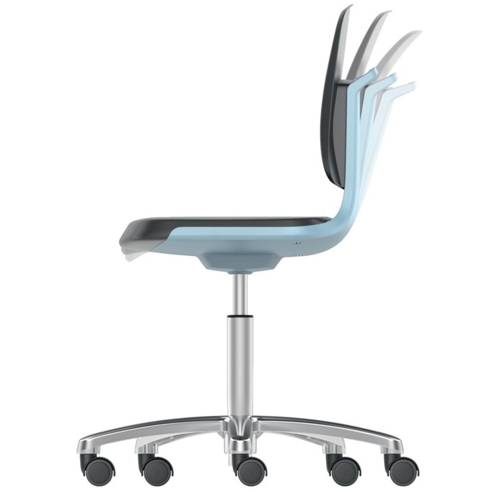 Produktabbildung Nr. 4: Chaise de travail pivotante bimos Labsit, coque d'assise anthracite mousse intégrale, patins + anneau repose-pieds, noir 520-770 mm