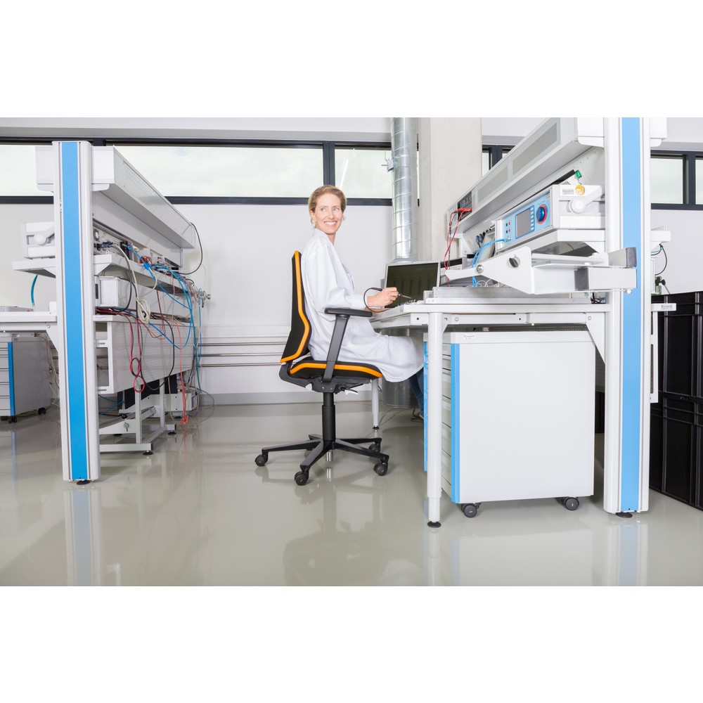Produktabbildung Nr. 8: Chaise de travail pivotante bimos Neon, sans élément de rembourrage bleu, roulettes, 450-620 mm contact permanent