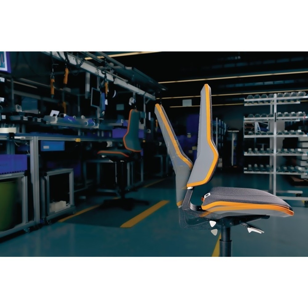 Produktabbildung Nr. 6: Chaise de travail pivotante bimos Neon, sans élément de rembourrage bleu, roulettes, 450-620 mm contact permanent