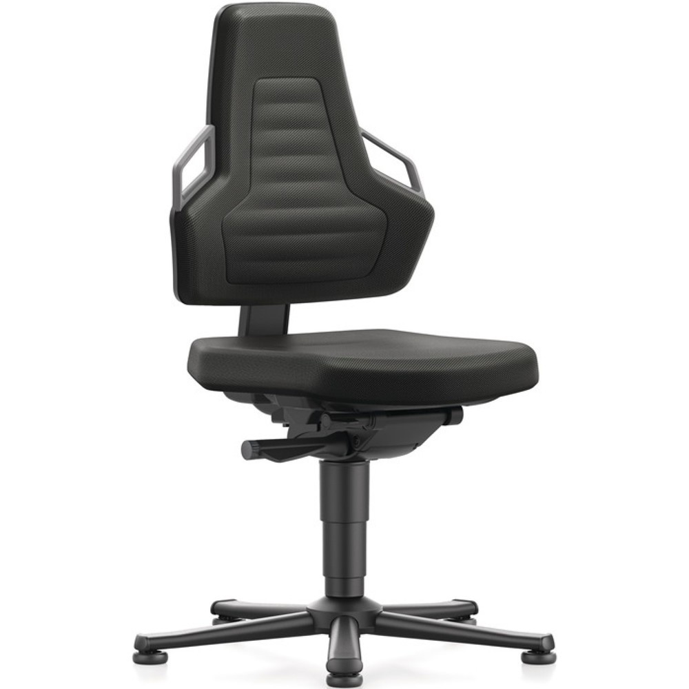 Produktabbildung Nr. 1: Chaise de travail pivotante bimos Nexxit, mousse intégrale noir, patins, couleur de la poignée gris 450-600 mm