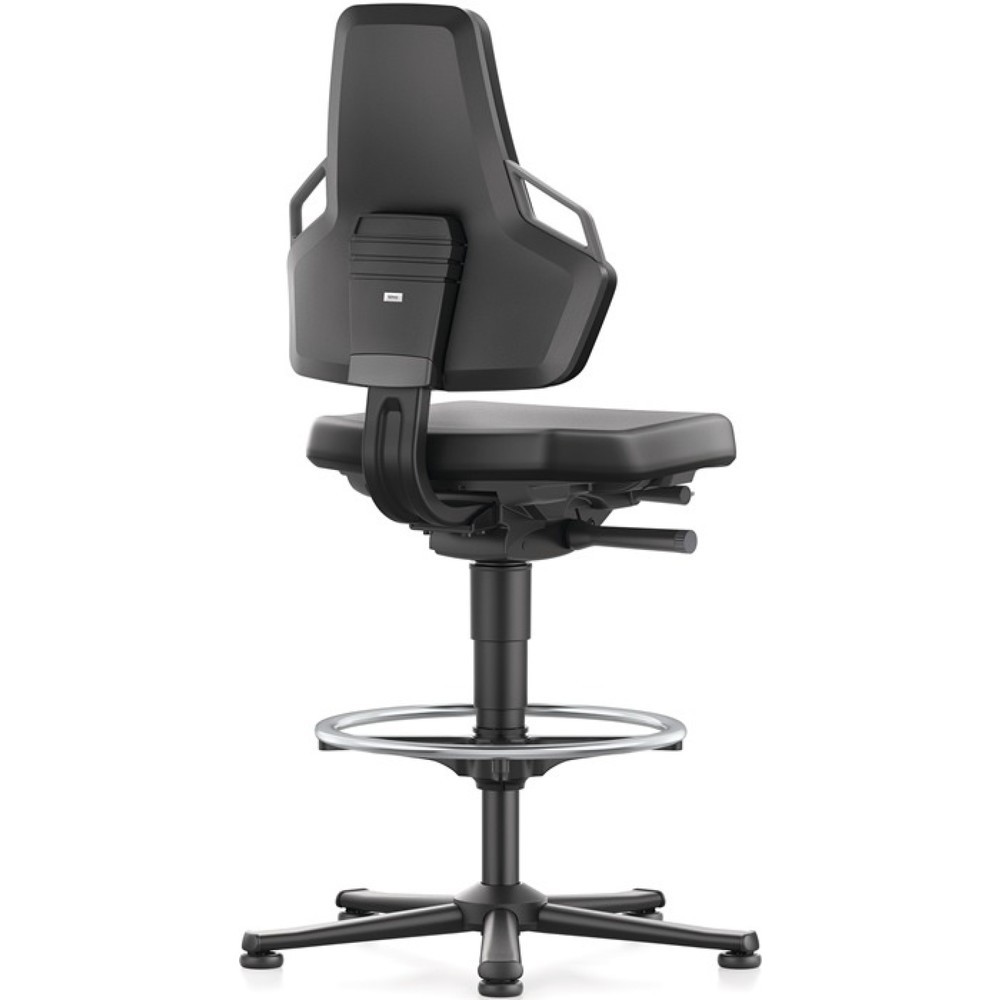 Produktabbildung Nr. 2: Chaise de travail pivotante bimos Nexxit, mousse intégrale noir, patins + anneau repose-pieds, couleur de la poignée gris 570-820 mm