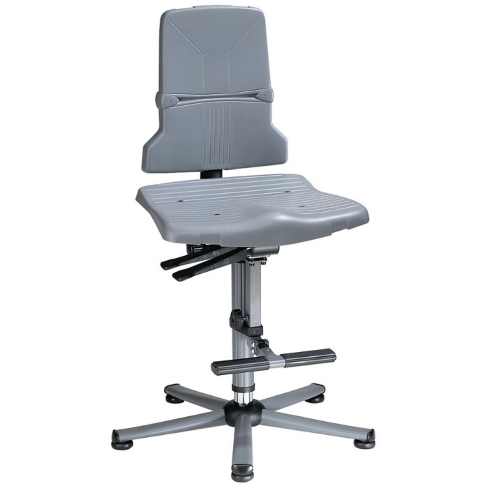 Illustration du produit: Chaise de travail pivotante bimos Sintec C, polypropylène gris, patins + aide à la montée, 580-850 mm