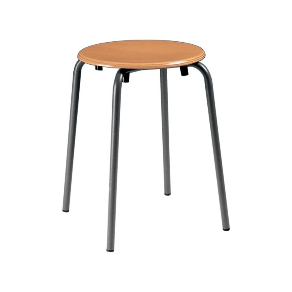 Illustration du produit: Tabouret empilable bimos, tube rond anthracite, hauteur d'assise 500 mm Ø d'assise 300 mm, hêtre laqué naturel