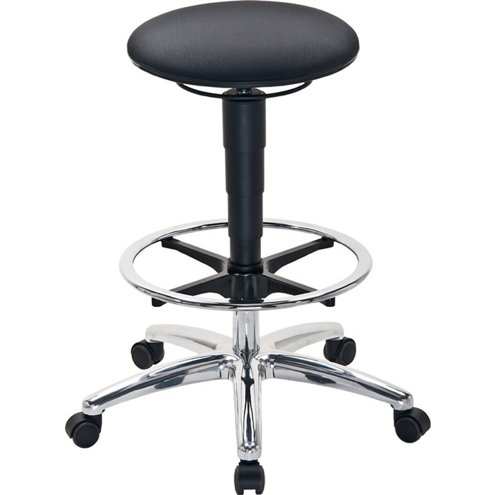 Illustration du produit: Tabouret pivotant bimos, tissu Supertec gris, roulettes Sitz-Stop + anneau repose-pieds, hauteur d'assise réglable 510-780 mm