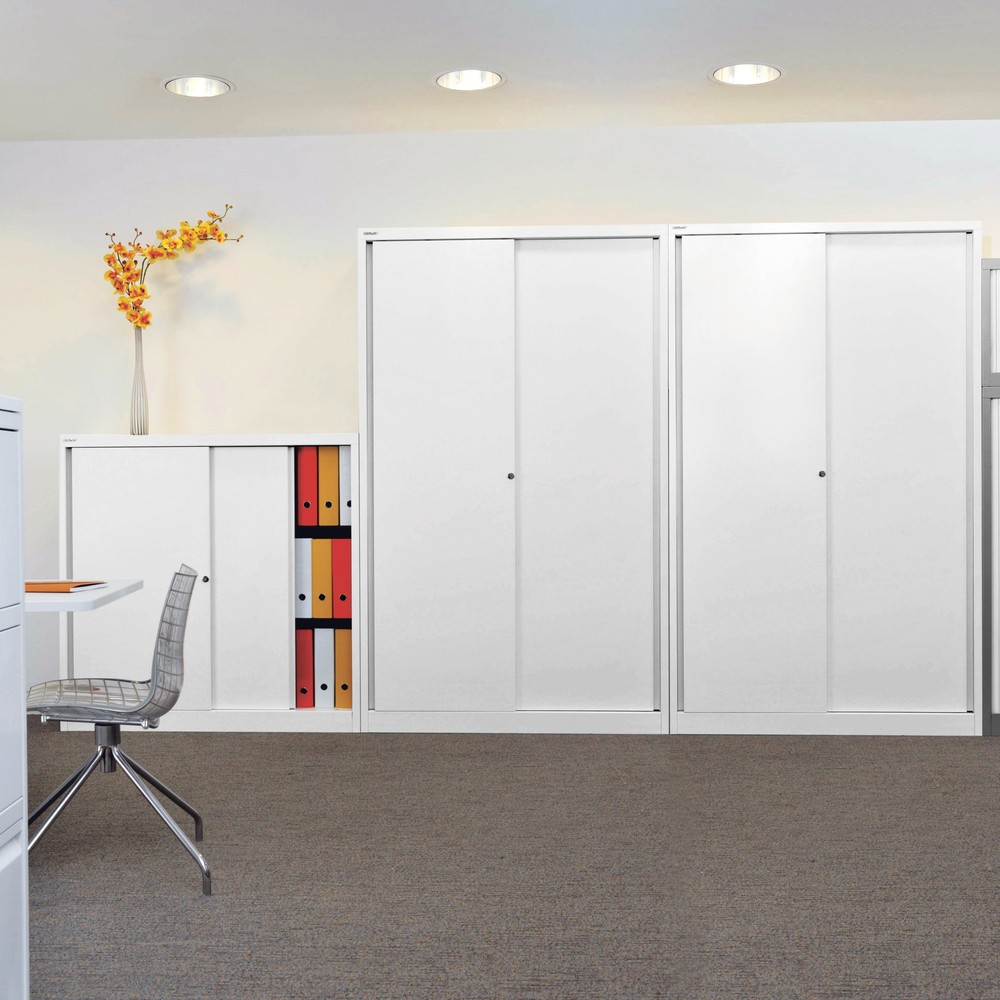 Produktabbildung Nr. 2: BISLEY Schiebetürschrank Premium, HxBxT 839 x 1.200 x 430 mm, lichtgrau