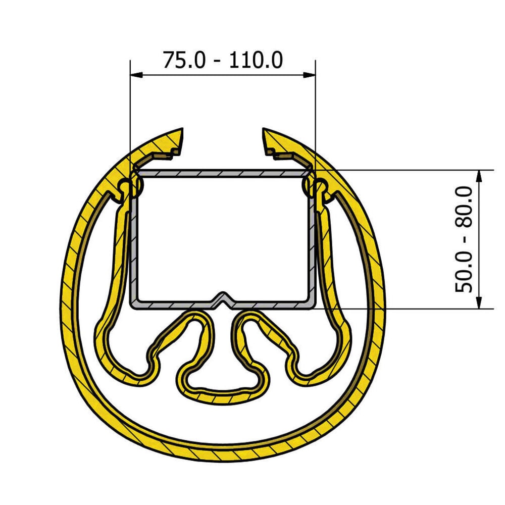 Produktabbildung Nr. 6: BOPLAN® Anfahrschutz für Regale RackBull XL, aus Kunststoff, Innenmass HxBxT 600 x 75-120 x 50-80 mm