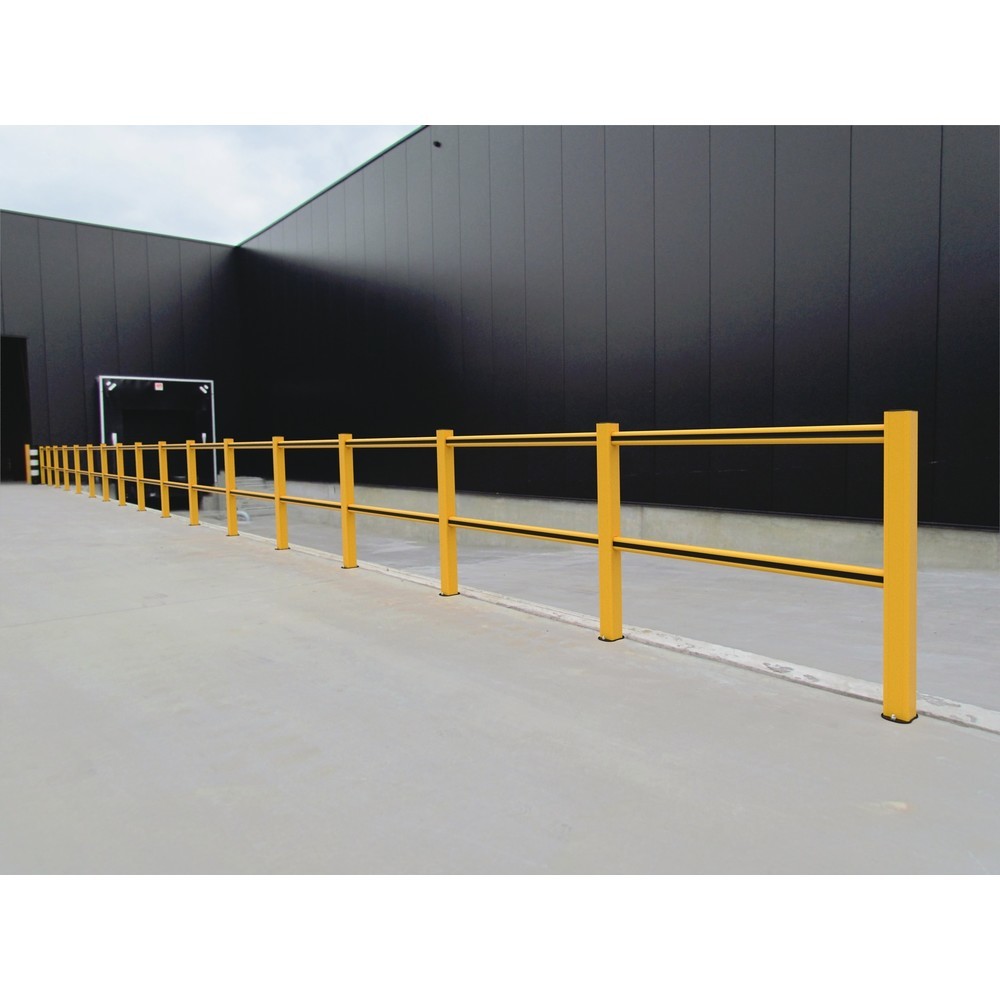 Produktabbildung Nr. 2: BOPLAN® Jeu de garde-corps HD Light, 2 traverses noires, 4 poteaux jaunes, largeur 3,75 m