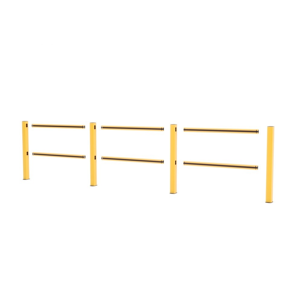 Produktabbildung Nr. 3: BOPLAN® Jeu de garde-corps HD Light, 2 traverses noires, 4 poteaux jaunes, largeur 3,75 m