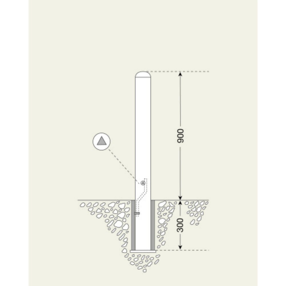 Produktabbildung Nr. 3: Borne CITY MORAVIA BERLIN, tube rond Ø 76 mm, à bétonner, douille de sol incluse, amovible, fermeture triangulaire