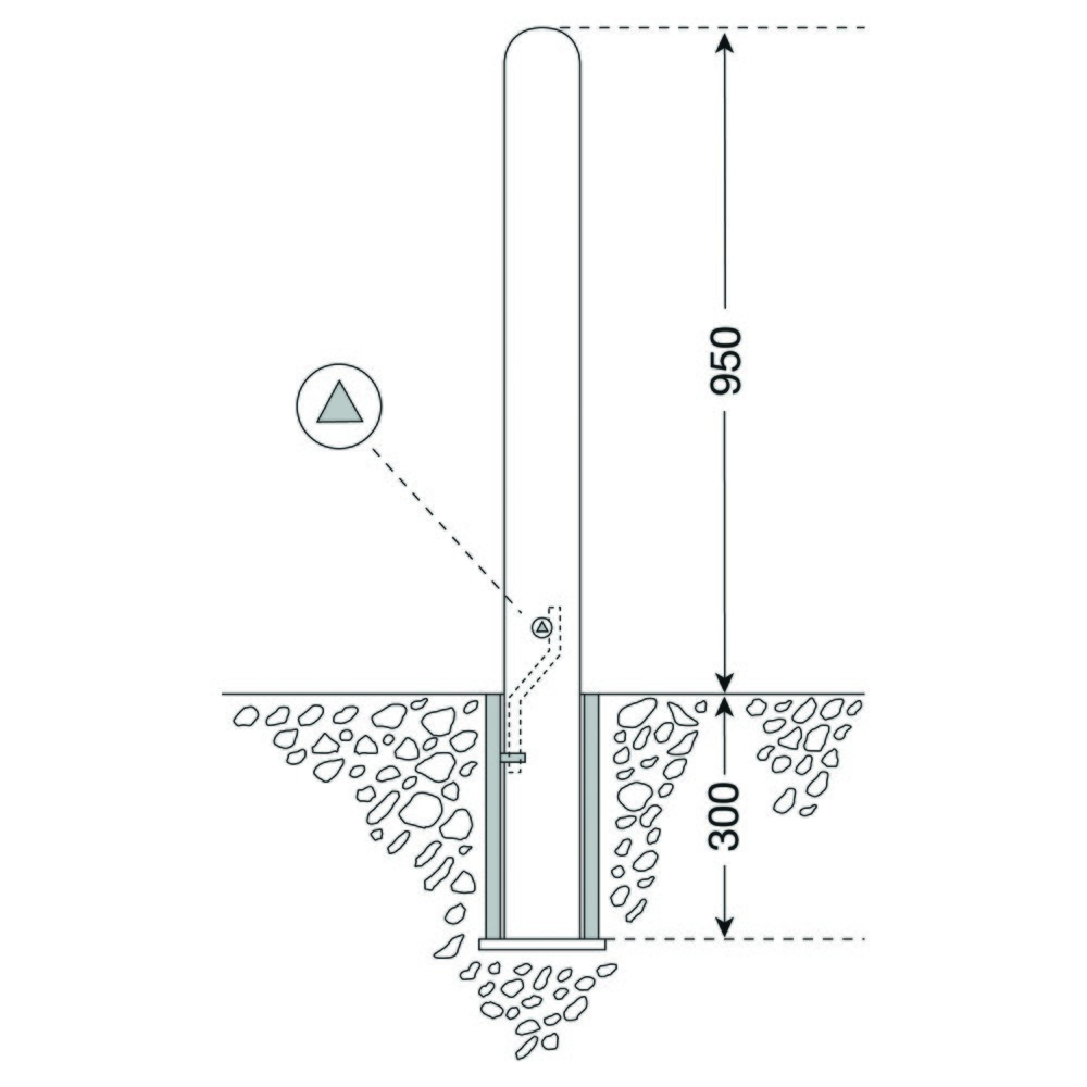 Produktabbildung Nr. 2: Borne MORAVIA CITY WIEN, tube rond Ø 108 mm, à bétonner, douille de sol incluse, amovible, sans œillet pour chaîne