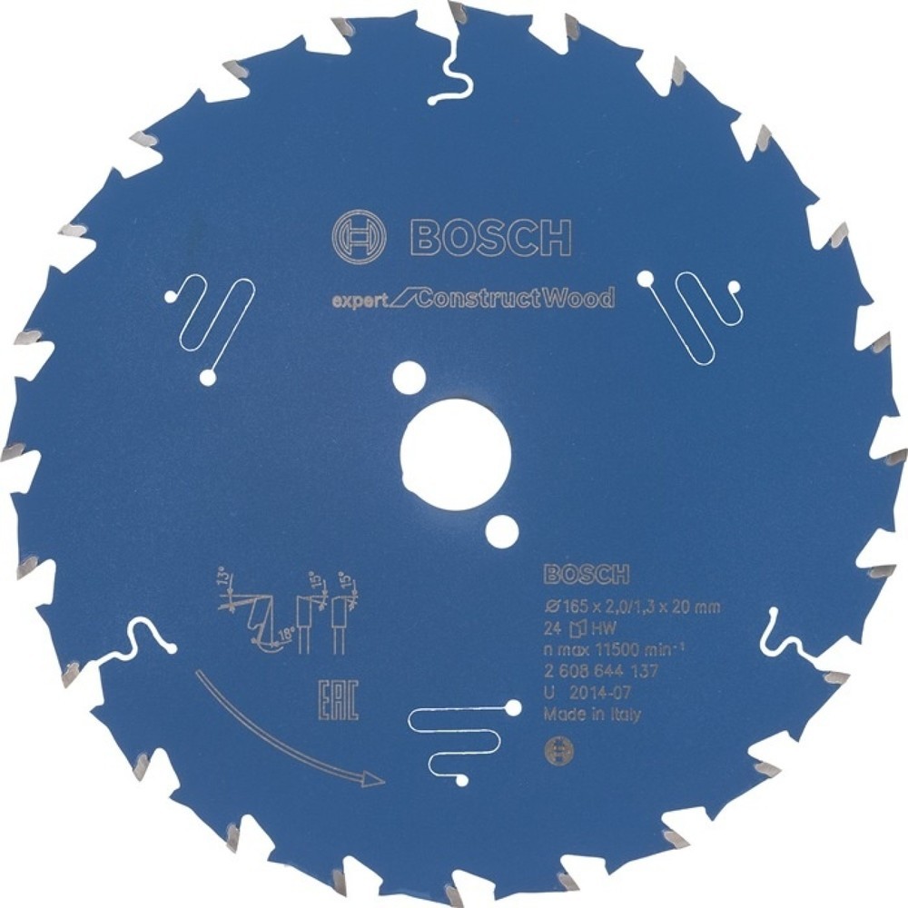 Produktabbildung: BOSCH Kreissägeblatt AD 165mm Z.24 WZ Bohr.20mm Schnitt-B.2mm HM