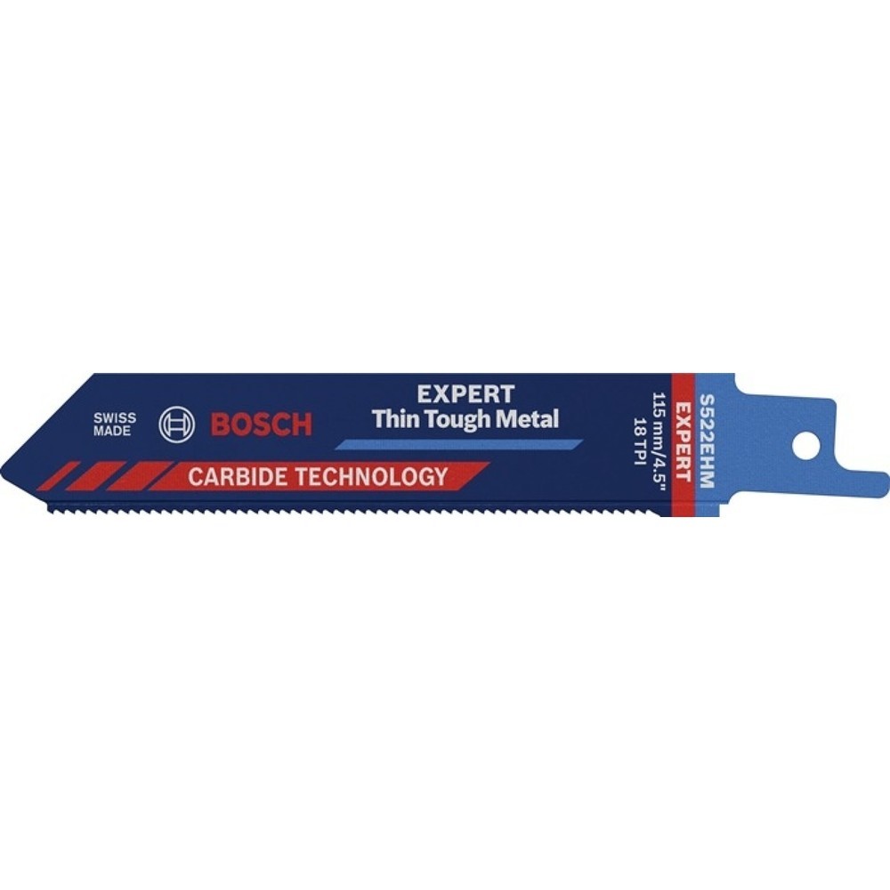 Illustration du produit: BOSCH Säbelsägeblatt Expert Thin Tough Metal, Zahnteilung TPI 18 1,4 mm, Länge 115 mm Breite 19 mm, 1 Stück / Karte, S-Schaft