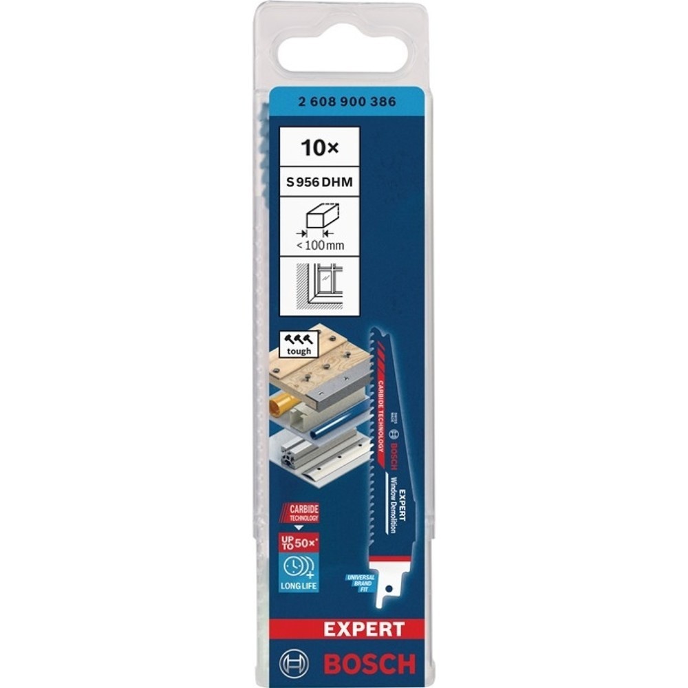 Produktabbildung Nr. 2: BOSCH Säbelsägeblatt Expert Window Demolition S 956 DHM, Länge 150 mm Breite 6 mm, 10 Stück / Karte, geschränkt, geschliffen