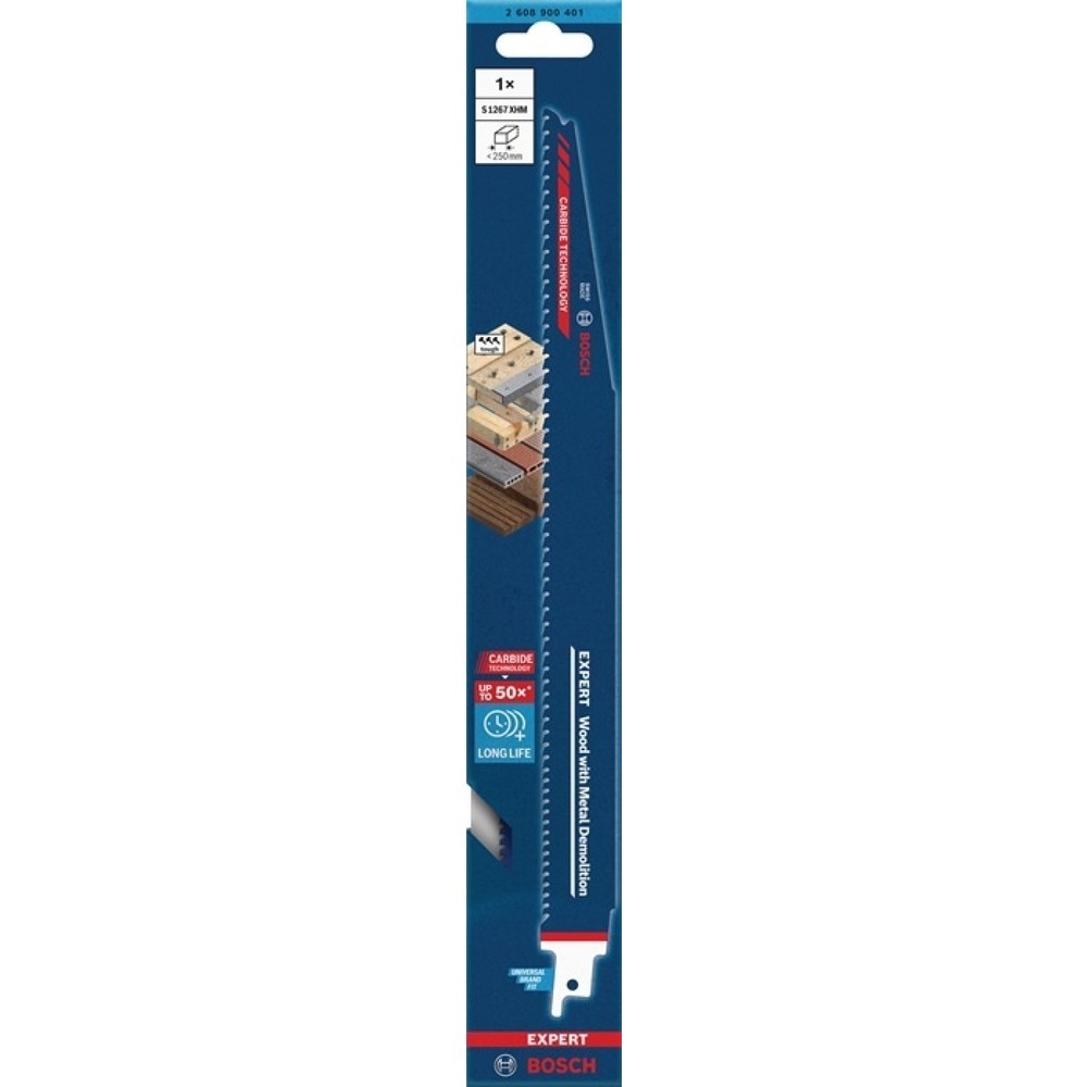 Produktabbildung Nr. 2: BOSCH Säbelsägeblatt Wood Metal Demolition S 1267 XHM, 5 mm, Länge 300 mm Breite 25 mm, 1 Stück / Karte, S-Schaft