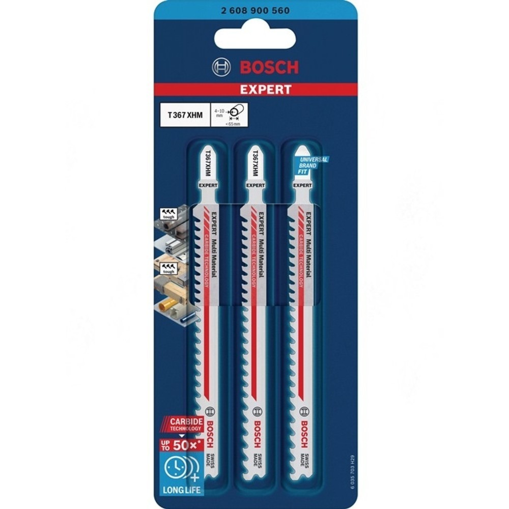 Produktabbildung Nr. 2: BOSCH Stichsägeblatt Expert Multi Material T 367 XHM, Gesamtlänge 132 mm, 3 Stück / Karte