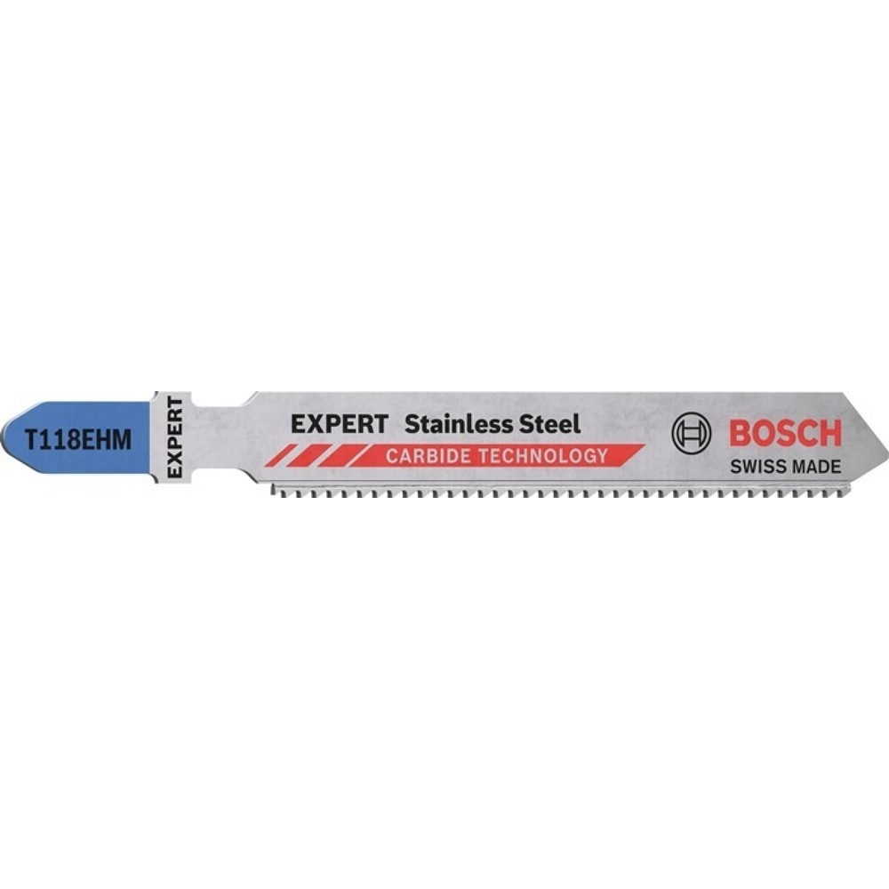 Produktabbildung: BOSCH Maschinensägeblatt Stainless Steel T 118 EHM, Zahnteilung 1,4 mm, Gesamtlänge 83 mm, 3 Stück / Karte, Edelstahlbleche