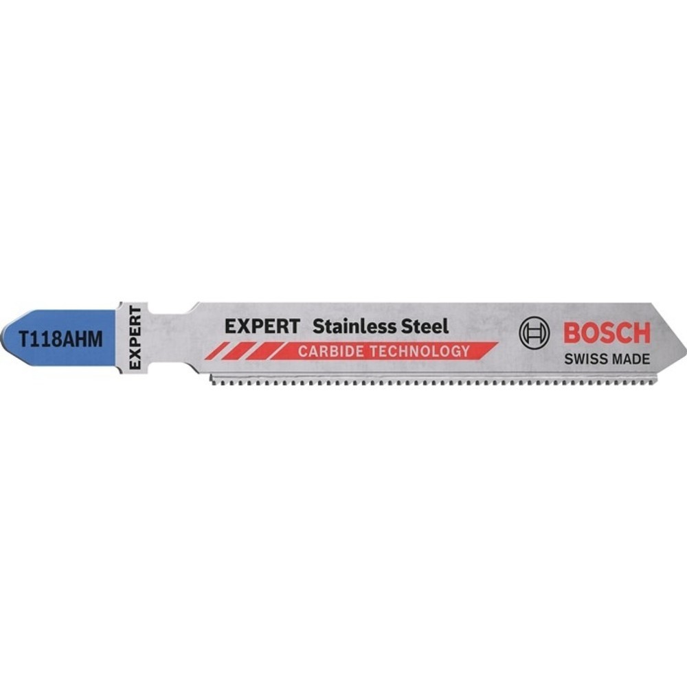 Illustration du produit: BOSCH Stichsägeblatt Stainless Steel T 118 AHM, Zahnteilung 1,1 mm, Gesamtlänge 83 mm, 3 Stück / Karte, Edelstahlbleche