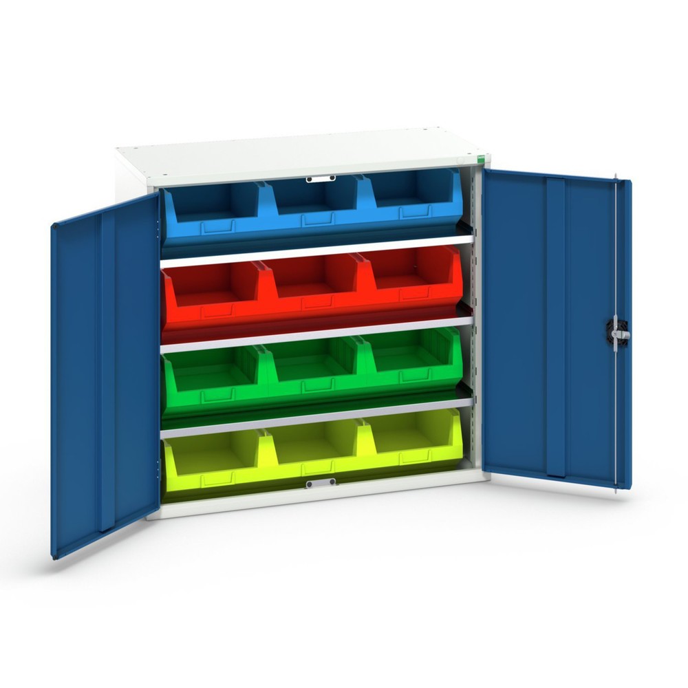 Illustration du produit: bott Armoire à bacs verso, avec 3 tablettes et 12 bacs à bec, lxPxH : 1 050 x 550 x 1 000 mm