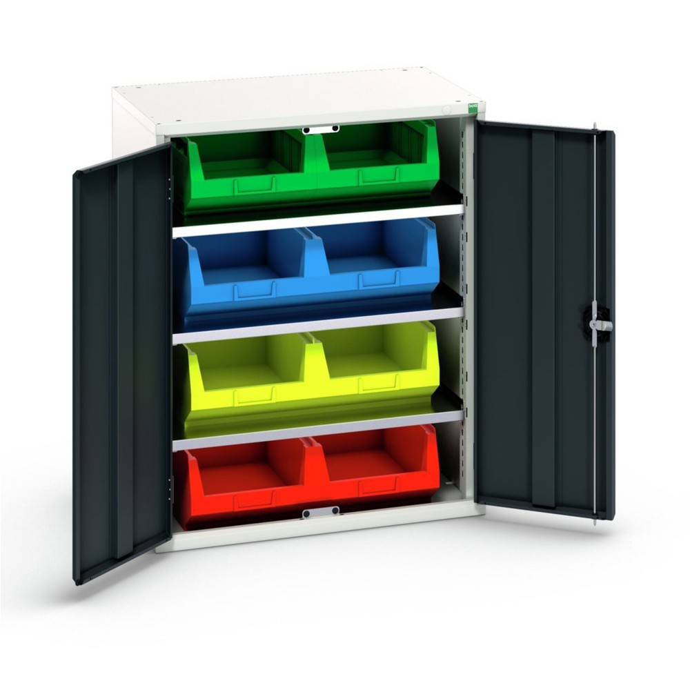 Illustration du produit: bott Armoire à bacs verso, avec 3 tablettes et 8 bacs à bec, lxPxH : 800 x 550 x 1 000 mm
