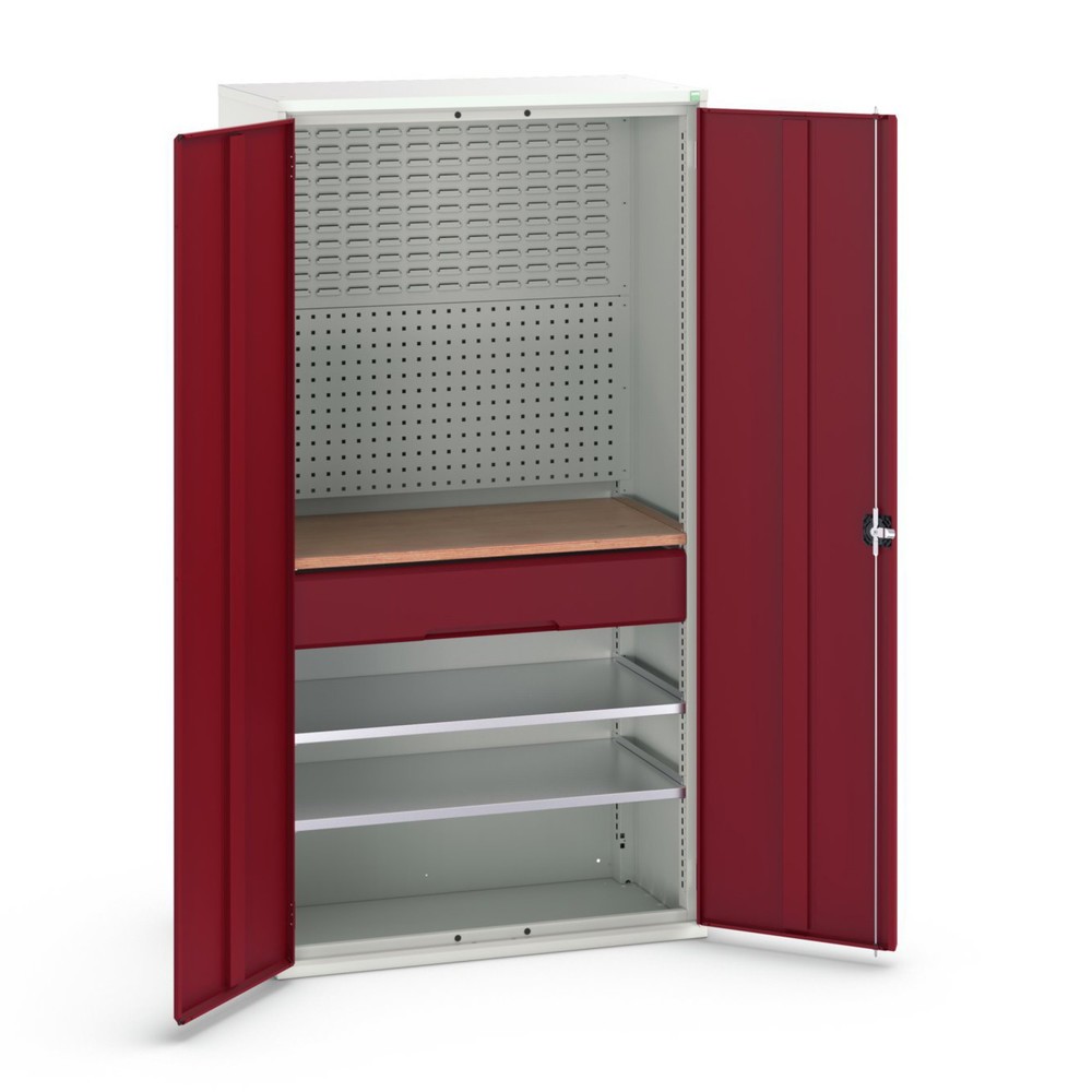 Illustration du produit: bott Armoire à portes battantes verso avec 1 tiroir, avec 2 tablettes et paroi arrière, lxPxH : 1 050 x 550 x 2 000 mm