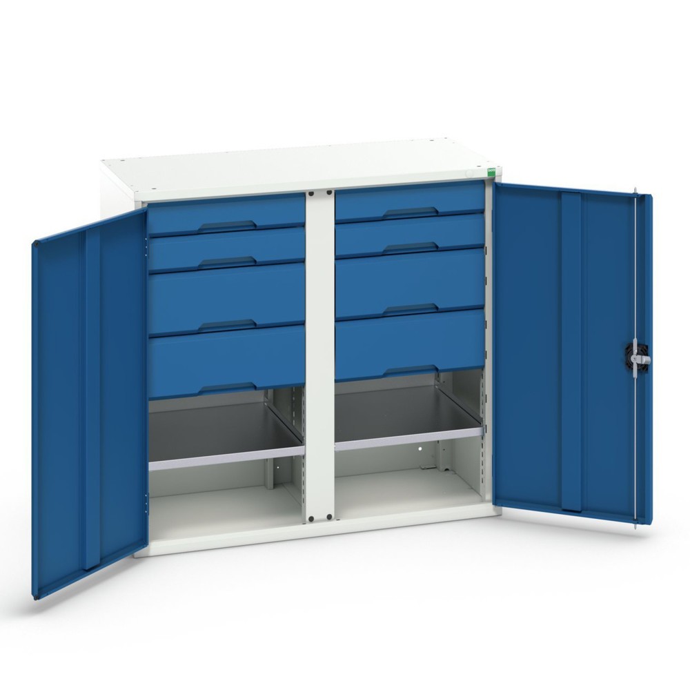 Illustration du produit: bott Armoire à portes battantes avec tiroirs verso, avec 2 tablettes et 8 tiroirs, lxPxH : 1 050 x 550 x 1 000 mm
