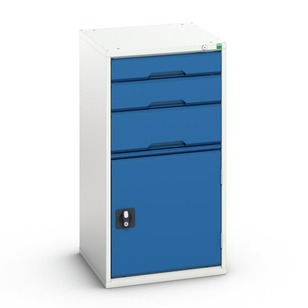 Illustration du produit: bott Armoire à tiroirs avec porte battante verso, 3 tiroirs, blocage tiroirs, tablette, lxPxH : 525 x 550 x 1 000 mm