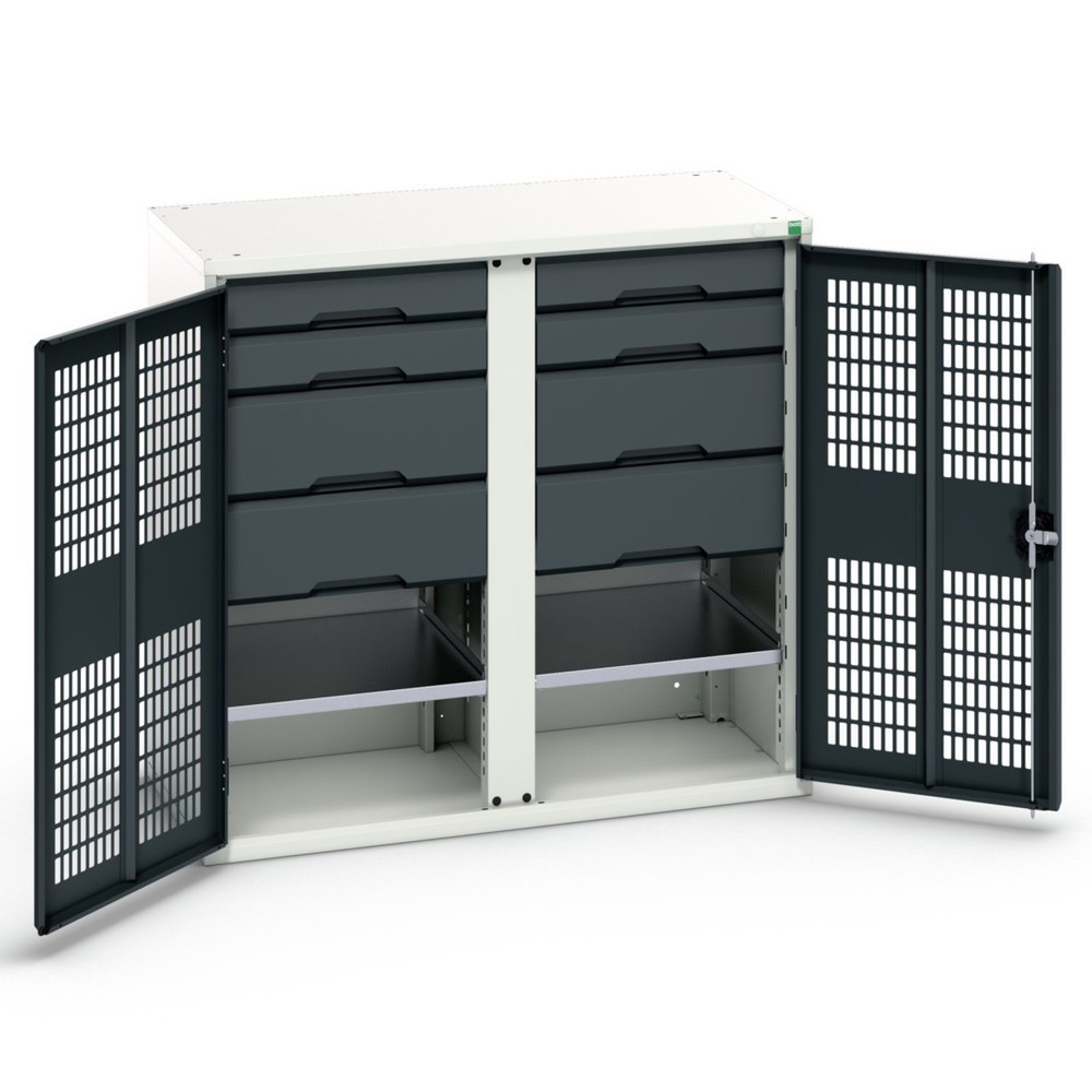 Illustration du produit: bott verso Armoire-penderie avec ventilation, avec 2 tablettes, 8 tiroirs, paroi de séparation, lxPxH : 1050 x 550 x 1 000 mm