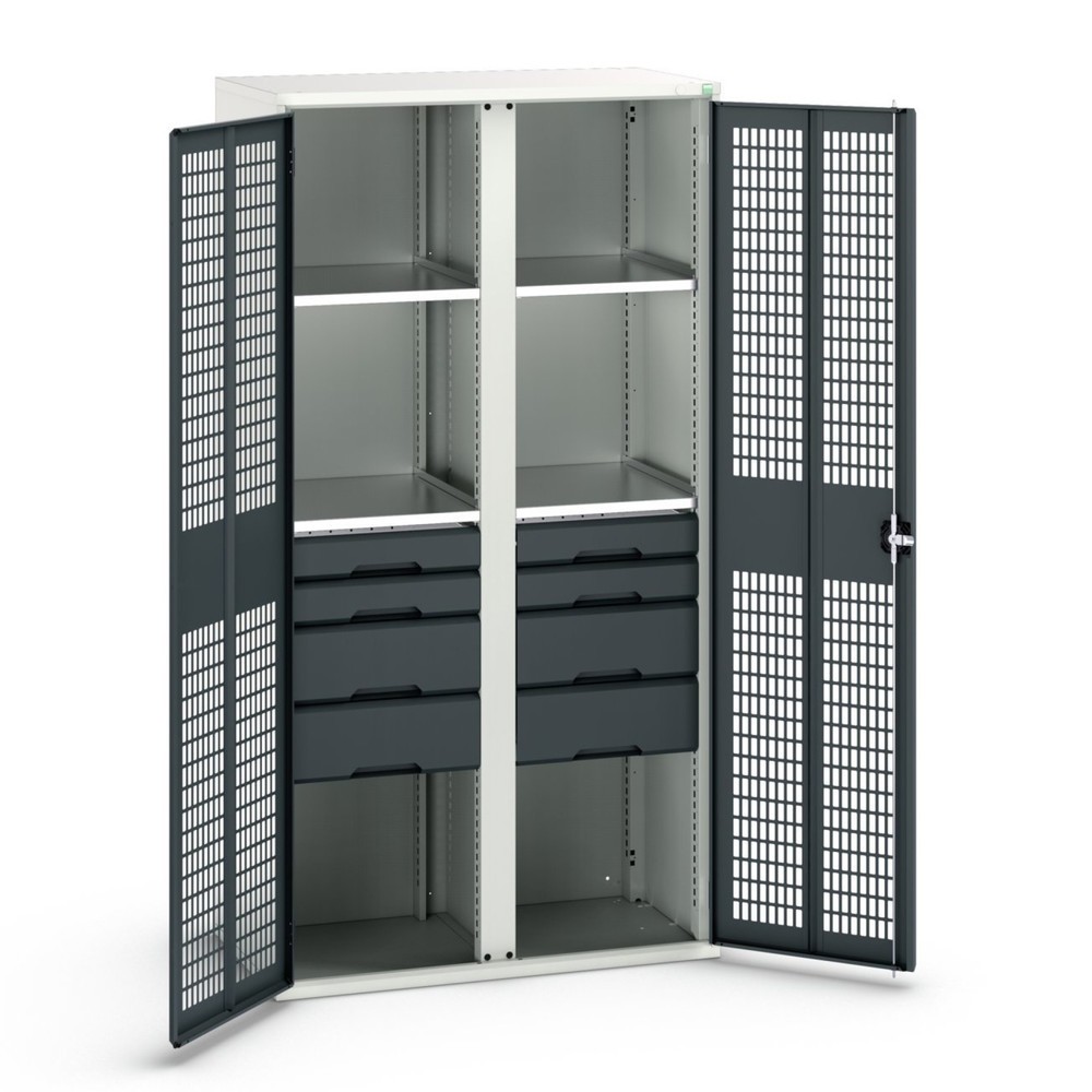 Illustration du produit: bott verso Armoire-penderie avec ventilation, avec 4 tablettes et 8 tiroirs, lxPxH : 1 050 x 550 x 2 000 mm